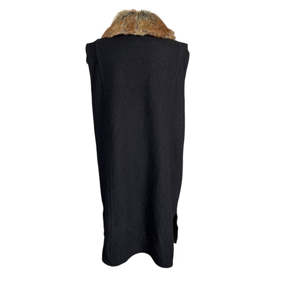 Nine West XL black wool with faux fir trim sleeveless midi length wool coat - Picture 4 of 12
